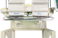 Double Head Computerized Commercial Embroidery Machine, 15 Needles 17.7X15.7 Inches Embroidery Area, Industrial Embroidery Machine For Hat For Cap Hat Graphic Embroidery White Green Metal