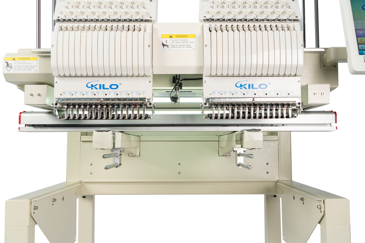 Double Head Computerized Commercial Embroidery Machine, 15 Needles 17.7X15.7 Inches Embroidery Area, Industrial Embroidery Machine For Hat For Cap Hat Graphic Embroidery White Green Metal