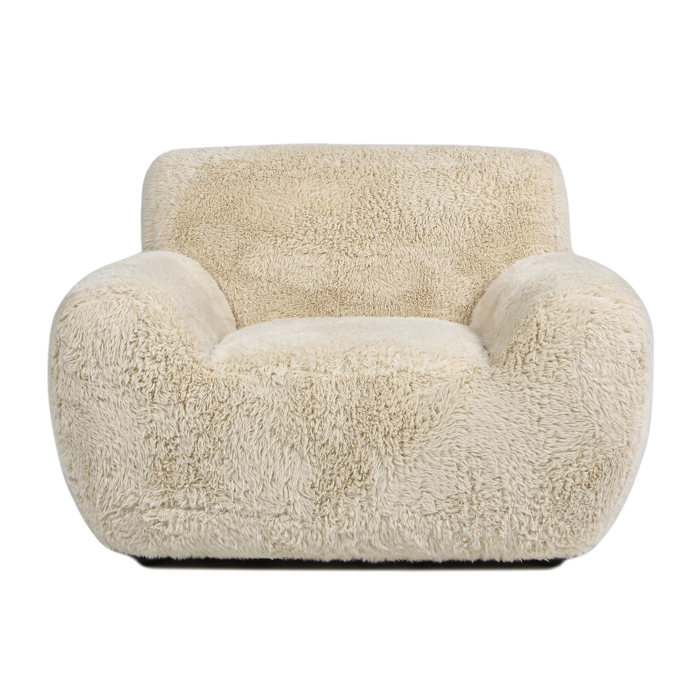 Summit 49" Faux Sheepskin Overstuffed Arm Chair, Cream Beige Faux Fur Cream Foam Faux Fur