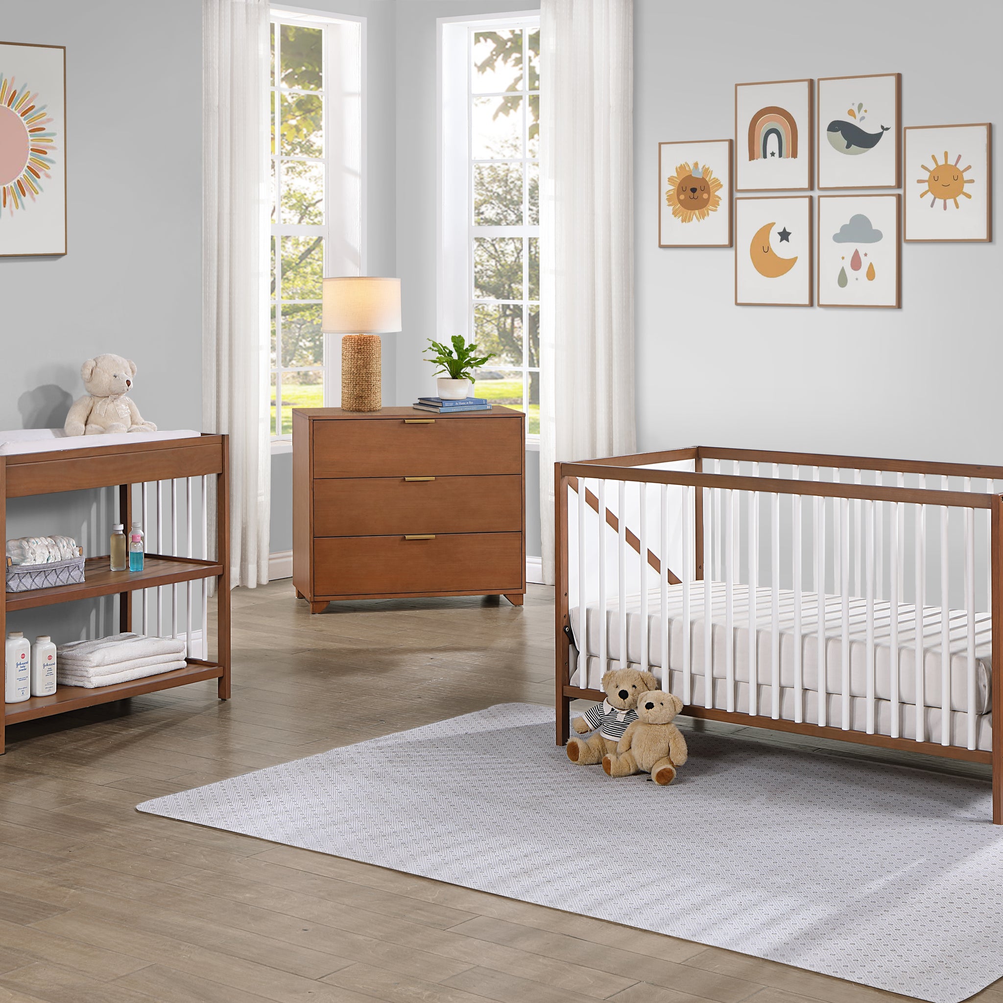 Pixie Zen 3 In 1 Crib In Walnut White Walnut Wood