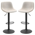 Homcom Adjustable Bar Stools, Swivel Bar Height Chairs Barstools Padded With Back For Kitchen, Counter, And Home Bar, Set Of 2, Cream White Cream White Linen