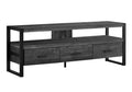 Tv Stand, 60 Inch, Console, Media Entertainment Center, Storage Drawers, Living Room, Bedroom, Black Laminate, Black Metal, Contemporary, Modern Black 80 89 Inches Particle Board