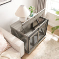 Farmhouse Dog Cage Crate Furniture With Sliding Barn Door, Farmhouse Wooden Dog Kennel End Table With Flip Top Plate Dog House With Detachable Divider For Small Medium Large Dog Gray Gray Wash Mdf