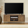 Tv Stand Walnut Gold 40 49 Inches Wood