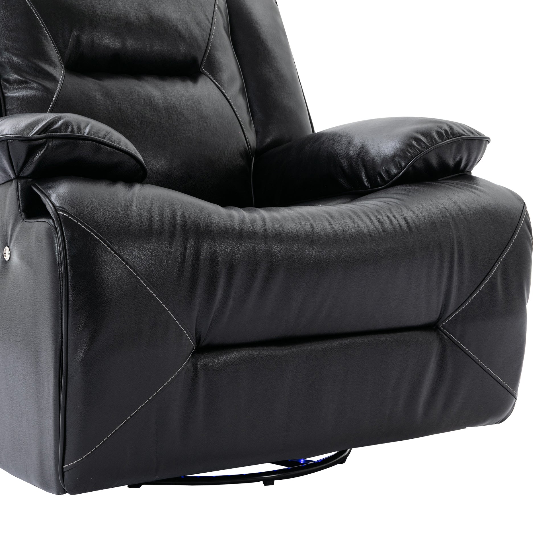 Home Theater Recliner Set Manual Recliner Chair With A Led Light Strip Two Built In Cup Holders For Living Room,Bedroom, Black Black Foam Pu