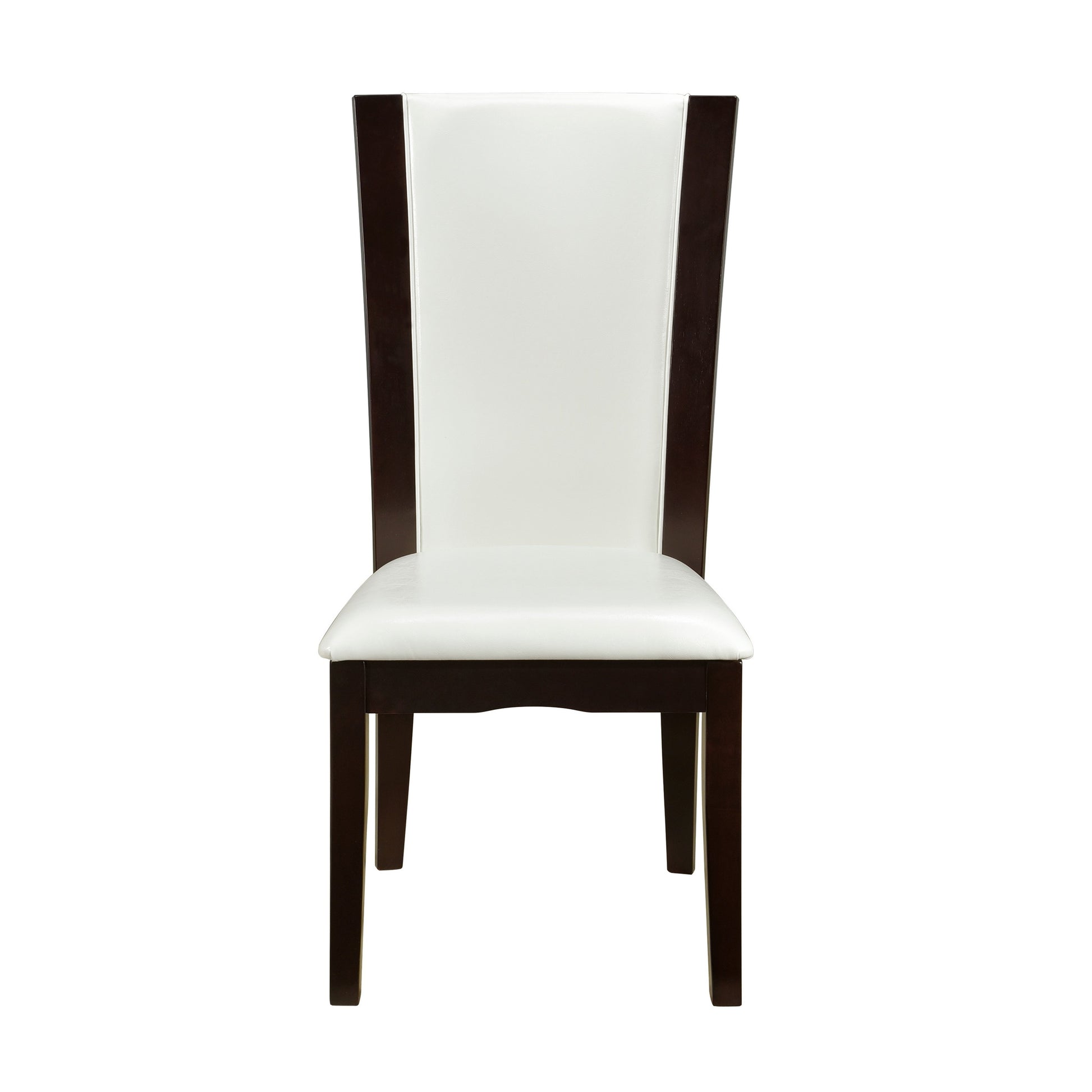 Leather Upholstered Side Chair With Long Back, White And Black, Set Of 2 White Black Leather