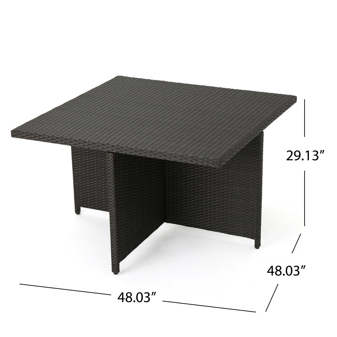 Puerta 48In Square Dining Table Dark Brown Rattan