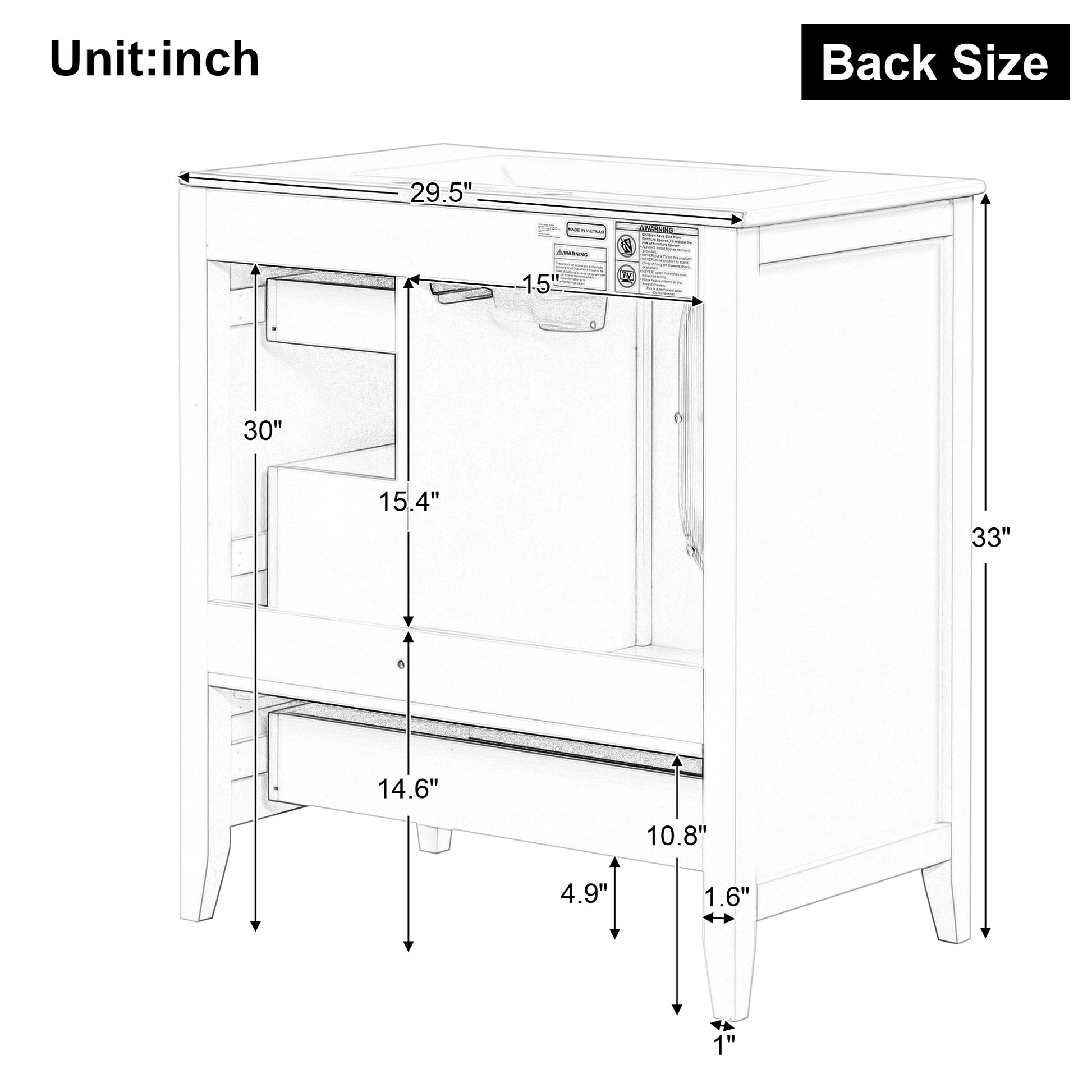 30" Bathroom Vanity With Sink, Bathroom Vanity Cabinet With Three Drawers And Door, Solid Wood And Mdf, White White Solid Wood Mdf