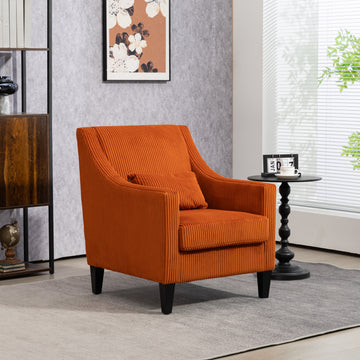 Coolmore Modern Accent Chair,Upholstered Armchair With Scooped Arms For Bedroom,Apartment,Studio,Office,Waiting Room Orange Corduroy Orange Primary Living Space Foam Corduroy