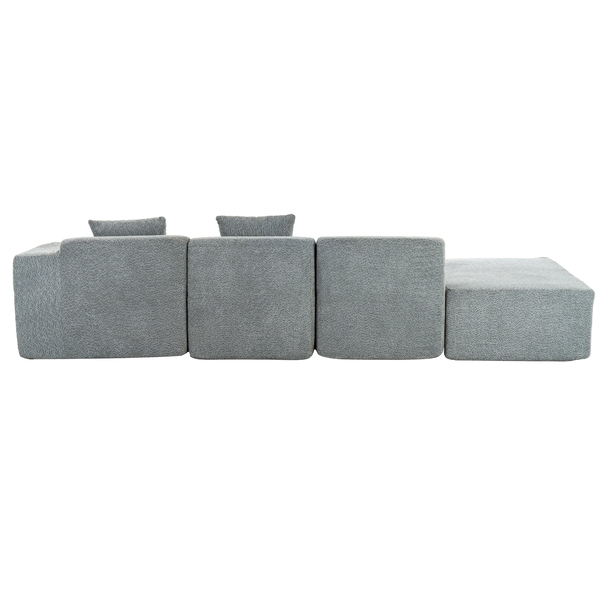 116.5" Sectional Sofa Full Compressed Sofa Couch Free Combined Sofa For Living Room, Grey Grey Foam Polyester 4 Seat