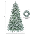 7Ft Lighted Artificial Christmas Tree With Wreath Set Of 2Christmas Tree Holiday Decoration, Creative Decorated Trees, Xmas Tree Christmas Decorations For Christmas Green Pvc