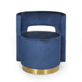 Swivel Arm Chair Blue Velvet