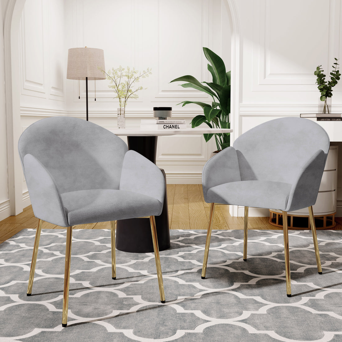 Dining Chair Set Of 2 Grey Metal