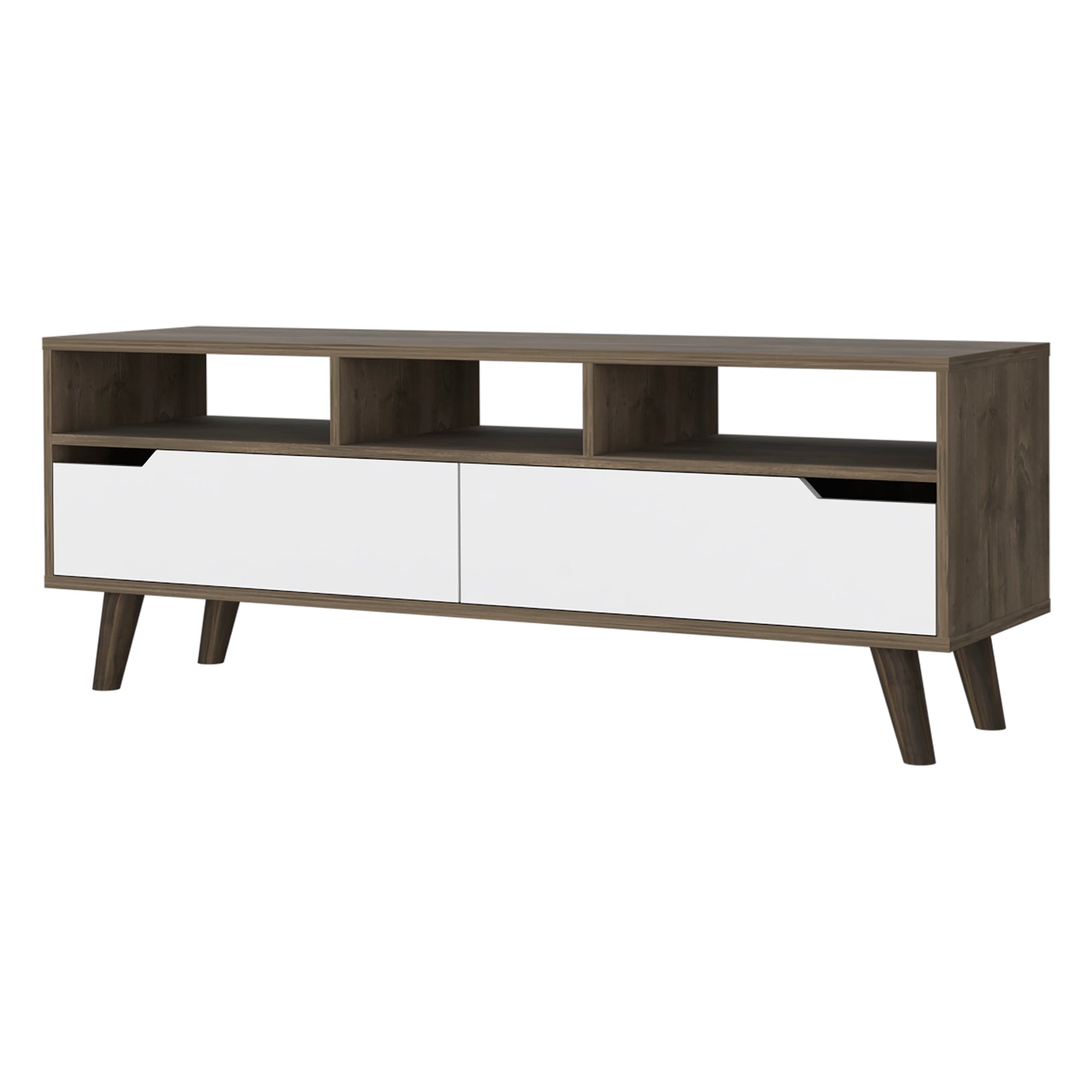 Hamburg Tv Stand For Tv S Up 52", Four Legs, Three Open Shelves,Two Upturned Drawers Multicolor Primary Living Space 50 59 Inches Contemporary 55 Inches Melamine Engineered Wood