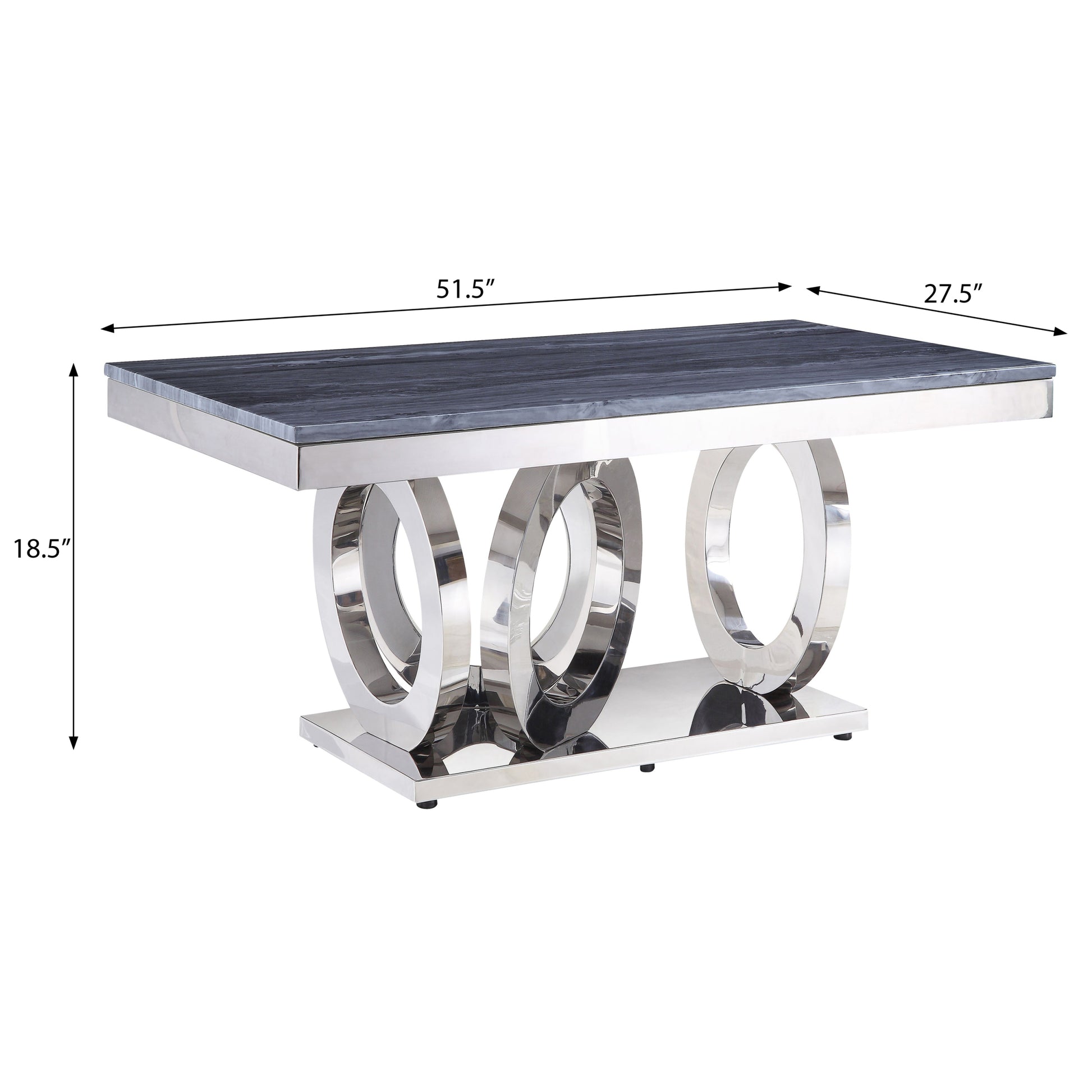 Grey And Silver Rectangle Coffee Table - Grey