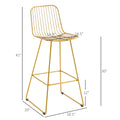 Homcom Modern Bar Stools, Metal Wire Bar Height Barstools, 30