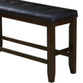 Black And Espresso Counter Height Bench Espresso Faux Leather Bedroom Rubberwood Wood Fabric