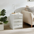 3 Drawer Nightstand For Bedroom, Modern Wood And