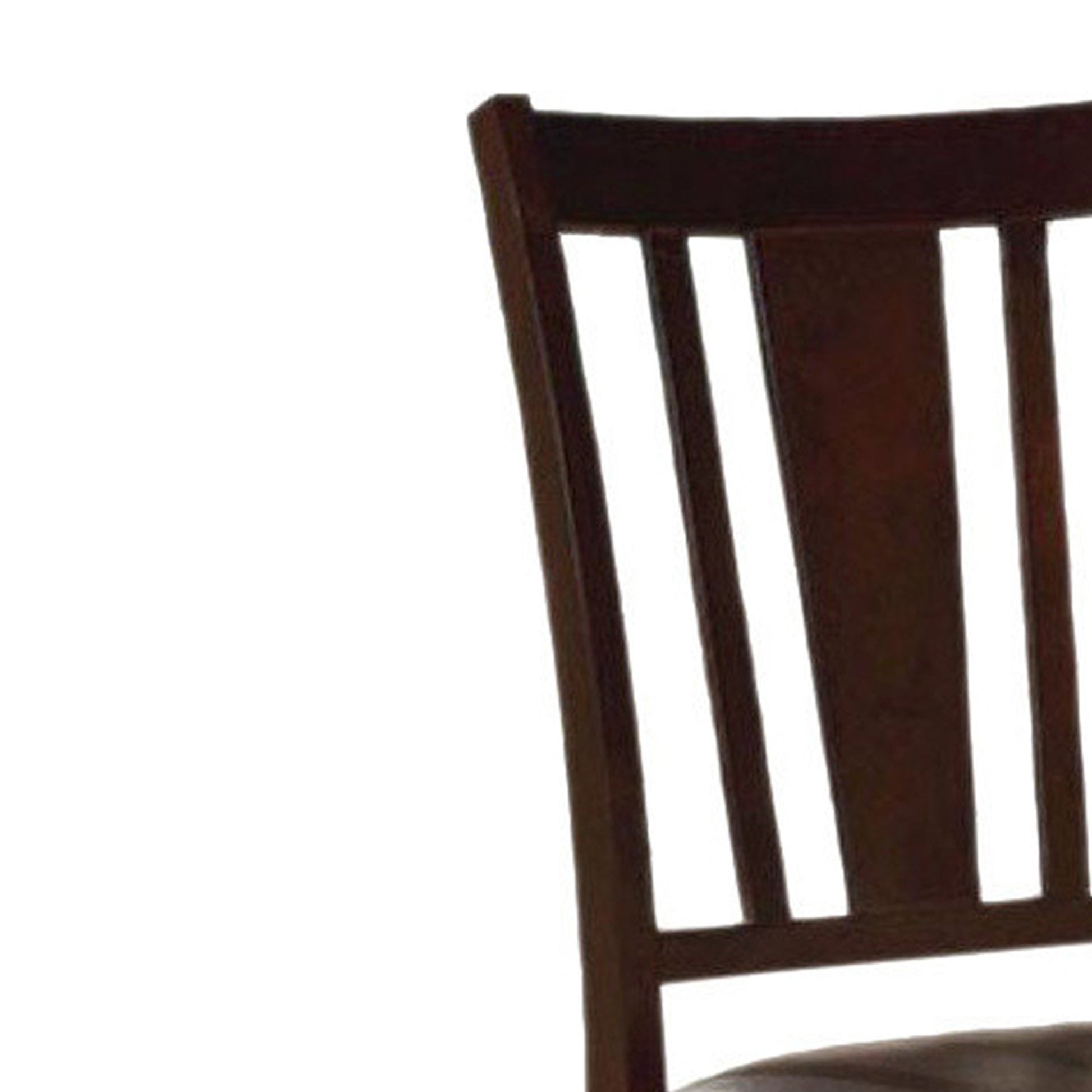 Wooden Side Chair With Slatted Back, Set Of 2, Espresso Brown Brown Solid Wood