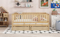 Full Size Wood Daybed With Fence Guardrails And 2 Drawers, Split Into Independent Floor Bed & Daybed, Natural Old Sku :Lp000882Aan Full Natural Solid Wood Mdf