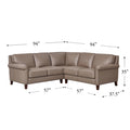 Laa Leather Sectional Brown Genuine Leather Wood Primary Living Space Medium Firm Cushion Back Mid Century Modern L Shaped Eucalyptus Rolled Arms Down Filling Leather 5 Seat