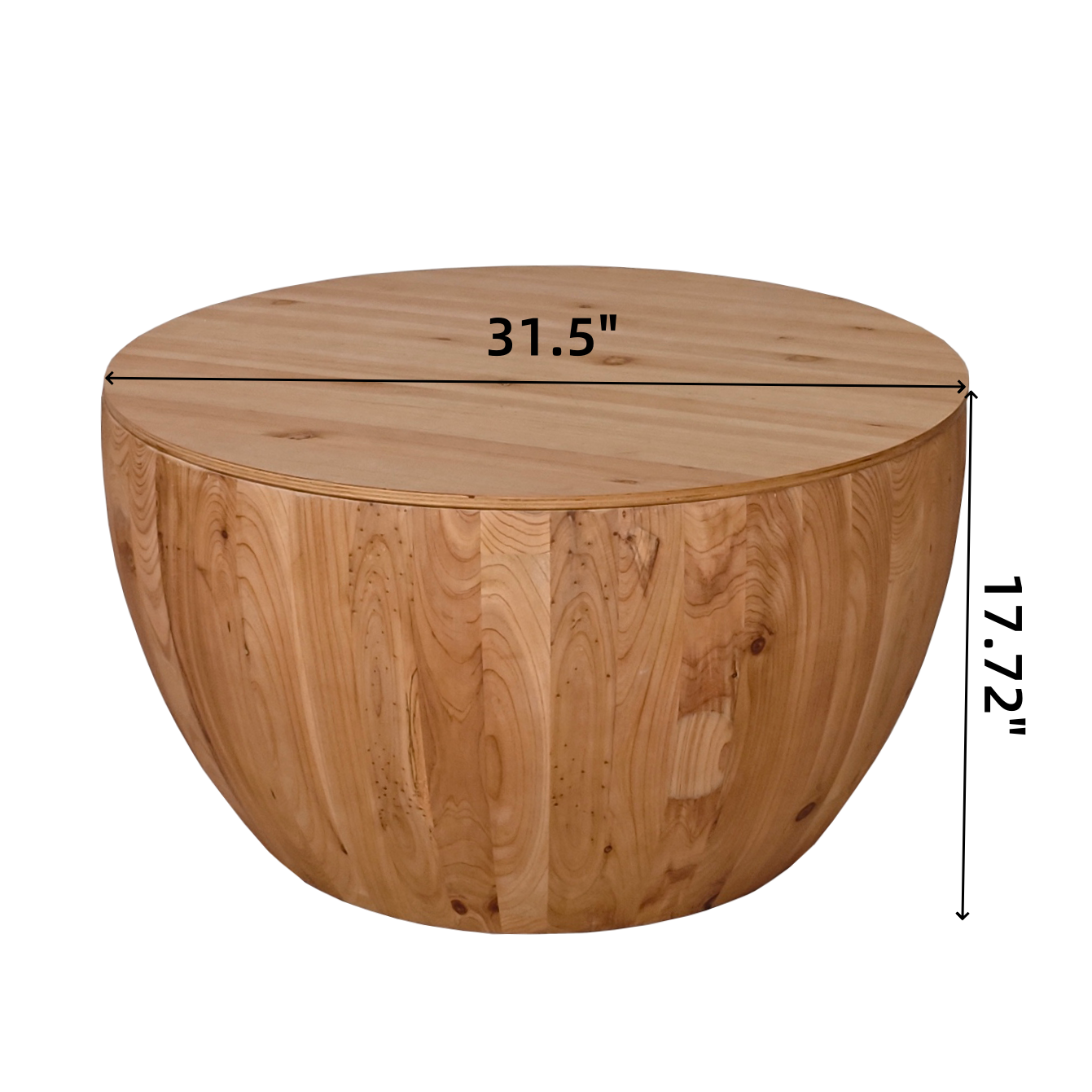 31.50"Vintage Style Bucket Shaped Coffee Table For Office, Dining Room And Living Room Same Sku:W75770648 Natural Solid Wood Mdf