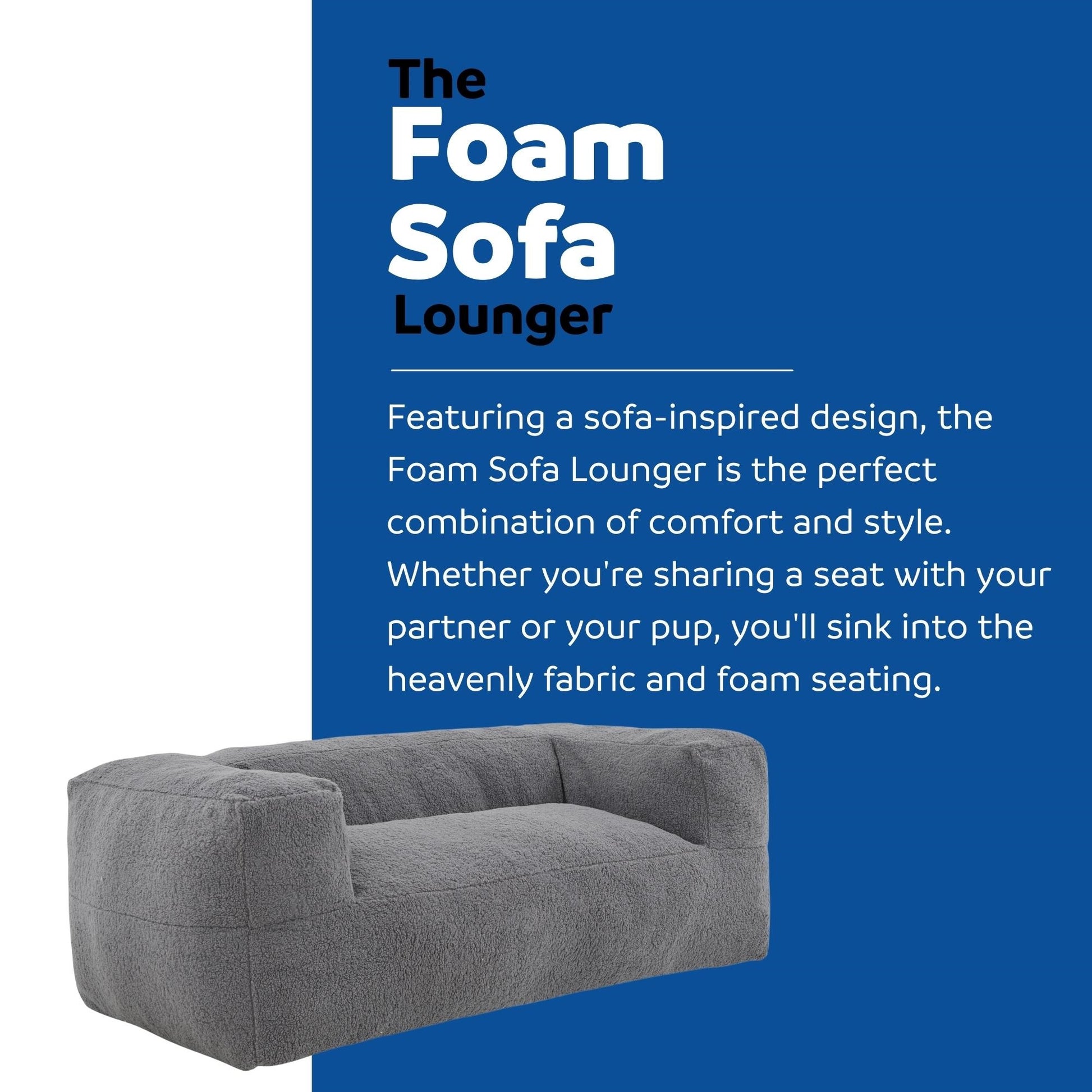 71" Large Memory Foam Bean Bag Sofa With Armrest, Living Room Plush Lounger Chair For Kids, Teen, And Adults, Gray Gray Polyester Primary Living Space Soft Contemporary Square Arms Memory Foam Polyester