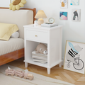 26.77''H Wooden Nightstand With One Drawer One Shelf For Kids, Adults, White White Mdf