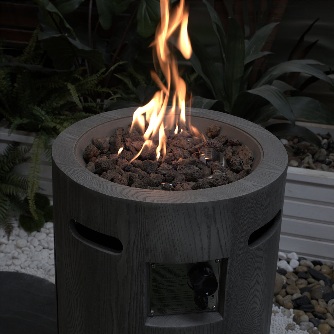 32000 Btu, Csa Certification Diameter 20 Inch Round Outdoor Gas Fire Pit,Contain 2.5Kg Lava Stone And Rainproof Cover,Magnesium Oxide Cultured Stone Surface Finished, More Suitable For Outdoor