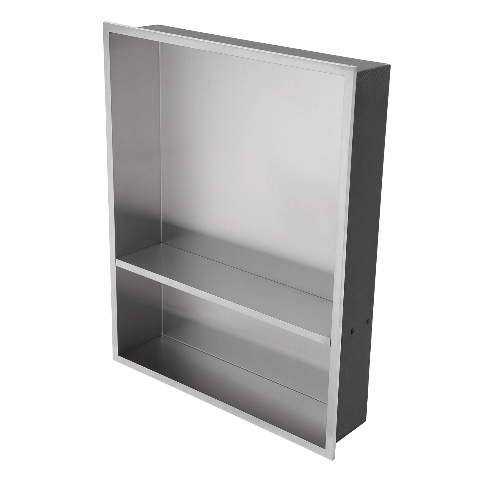 21" X 17" Stainless Steel Shower Niche Double Shelf, Brushed Nickel Brushed Nickel Stainless Steel