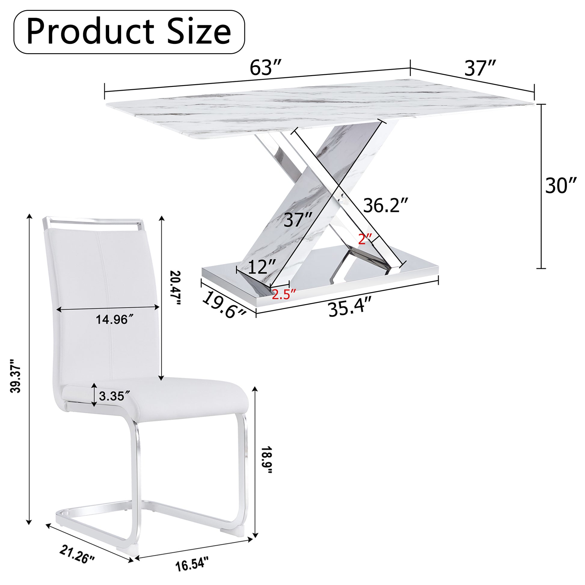 Table And Chair Set, Modern Dining Table, Imitation Marble White Top And Silver Legs, Soft And Comfortable Dining Chair, Perfect For Dinner, Meetings, Home And Office Decor White Silver Glass Metal