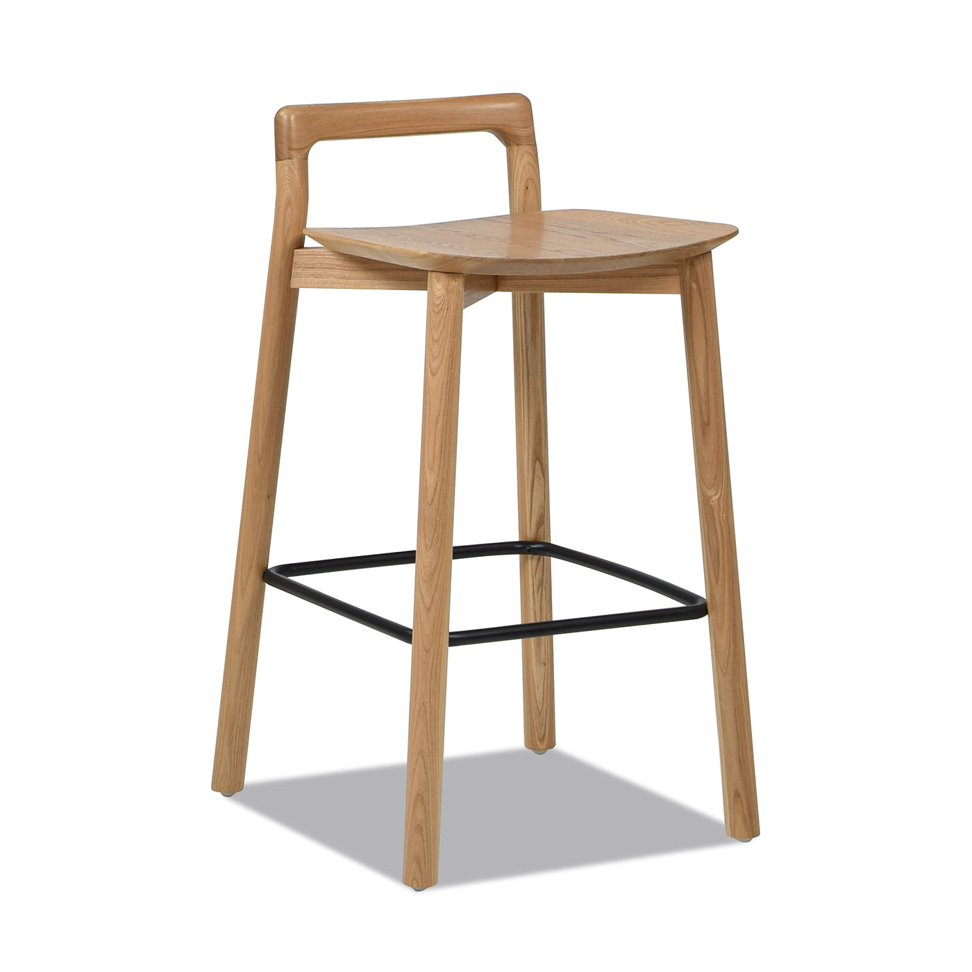 Sven 26.5" Modern Minimalist Low Back Wood Counter Stool, Natural Blonde Ash Wood Brown Wood Solid Wood