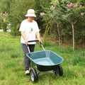 Wheel Barrow Two Wheeled Trolley For Green Garden 15 Inch Pneumatic Wheel Wb1001Gn Green Abs Steel Q235