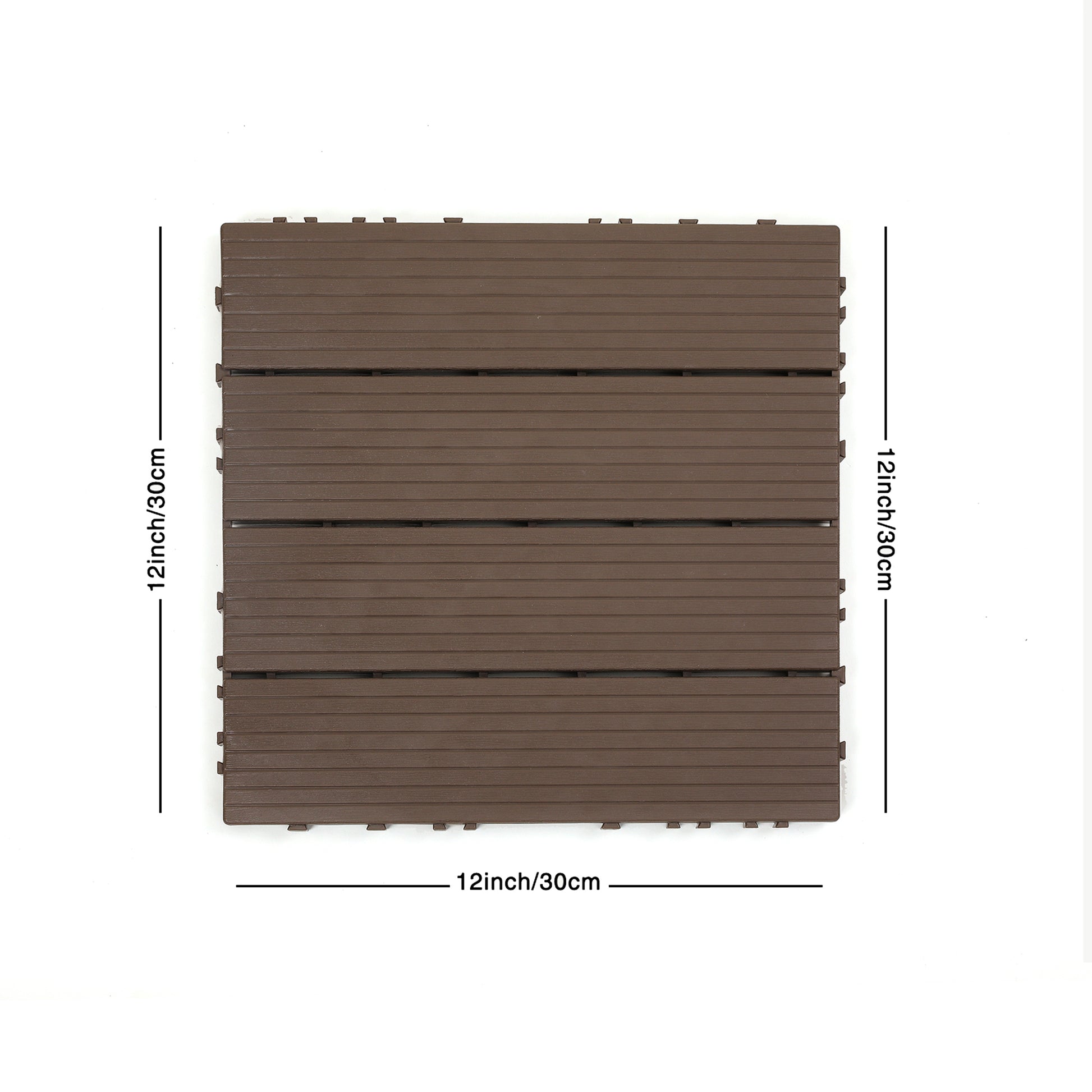 Plastic Interlocking Deck Tiles,44 Pack Patio Deck Tiles,12"X12" Square Waterproof Outdoor All Weather Use, Patio Decking Tiles For Poolside Balcony Backyard, Brown Brown Polypropylene