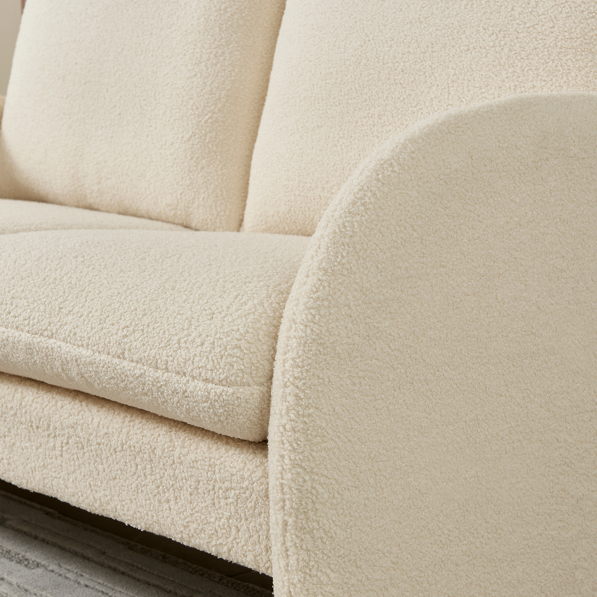 59" Loveseat Sofa Small Couch For Living Room, Sherpa Fabric Upholstered Loveseat Sofa Couch, Small Loveseat Sofa For Apartment, Bedroom Beige Foam Sherpa 2 Seat