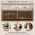 Distressed Shutter Storage Bench With Acacia Veneer For Retro Charm For Living Room, Entryway White Washed White Washed Mdf