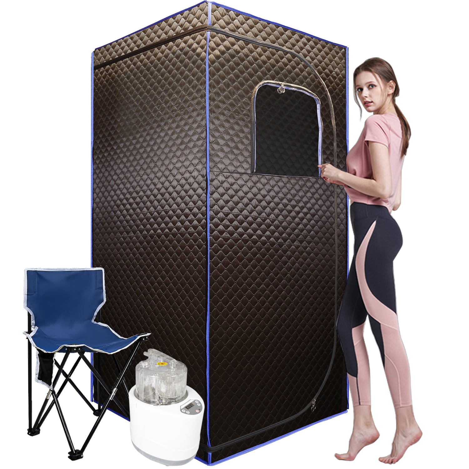 Sojourner Portable Sauna For Home Steam Sauna Tent, Personal Sauna Sauna Heater, Tent, Chair, Remote Included For Home Sauna Enjoy Your Own Personal Spa Grey Cotton Cotton