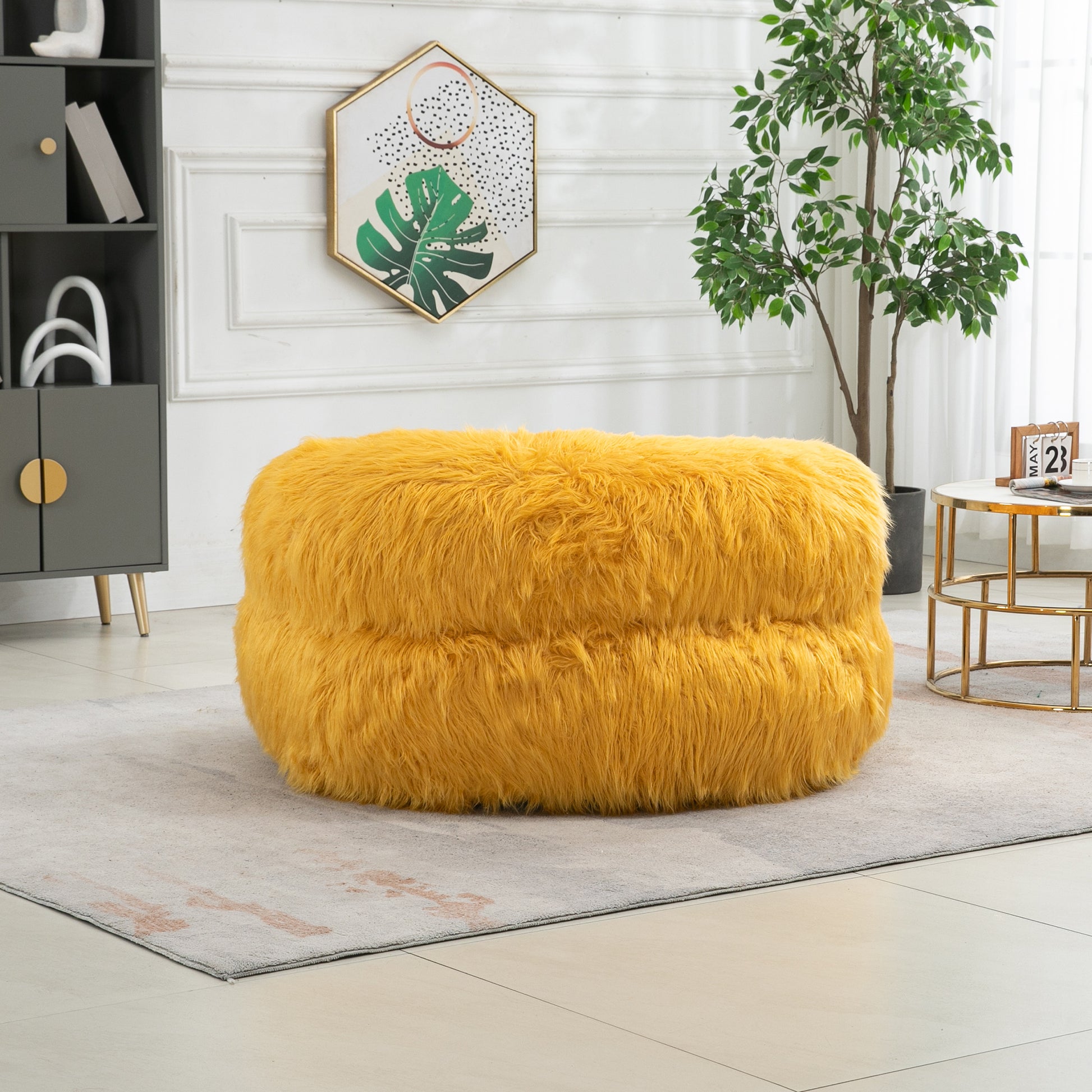 Coolmore Bean Bag Chair, Floor Sofa With Handle,Accent Sofa Chair With Ottoman For Gaming Reading Relaxing Yellow Yellow Foam Plush