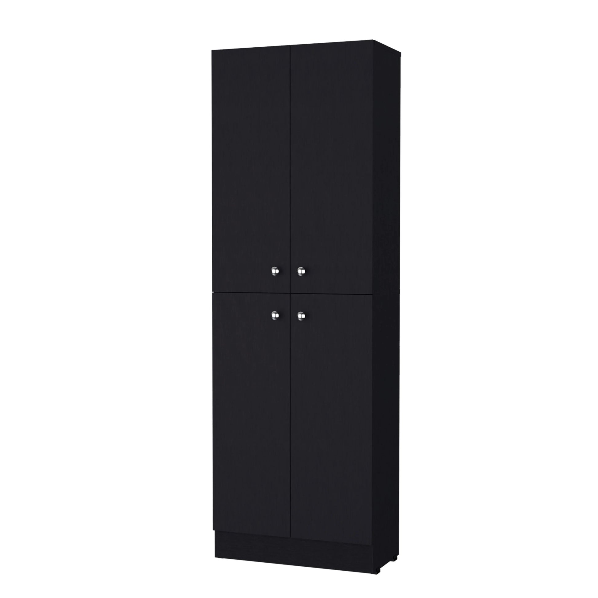 Black Pantry Cabinet With 4 Doors And 5 Hidden Shelves Black Shelves Included Wood