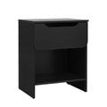 Modern Minimalist 1 Drawer Nightstand With Cubby Black Black Mdf Mdf