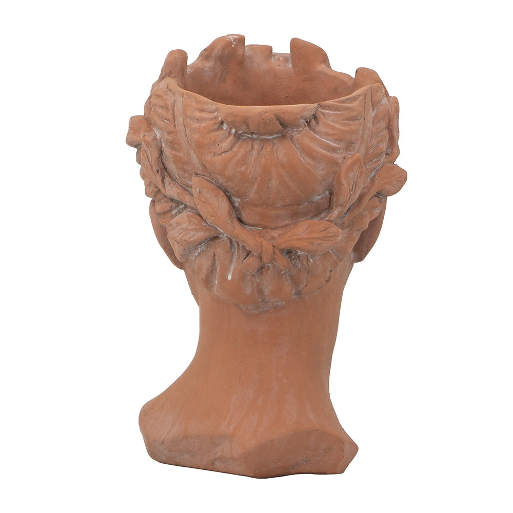 D7X11" Visage Head Bust Planter, Brown Brown Garden & Outdoor Cement