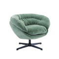 Comfy Chenille Upholstered 360 Swivel Club Chair Accent Chair With Removable Cushion, Round Office Chair With Black Metal Base, Cotton Material, Living Room, Bedroom, Reading Corner, Office Green