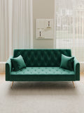 71 Inch Convertibleseat Sofa, American Retro Green Velvet, Suitable For Small Living Room, Bedroom, Office Green Velvet 2 Seat