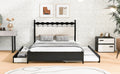 Queen Size Wooden Storage Platform Bed, With 2 Big Drawers, T Size Trundle ,Espresso Queen Espresso Plywood
