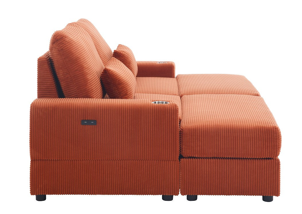 Orange 2 Seater Sofa With 2 Ottoman Orange Solid Wood 2 Seat