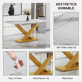 Table And Chair Set, The Table Is Equipped With A Marble Patterned Mdf Tabletop And Gold Table Legs.Dining Chairs,Gold Legged Upholstered Chairs Made Of Artificial Leather. Grey Gold Seats 4 Mdf