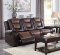 Modern Luxury Living Room Sofa Set 2Pc Reclining Sofa Loveseat Formal Furniture Premium Faux Leather Upholstery Comfortable Two Tone Brown Finish Dark Brown,Light Brown Faux Leather Wood Primary Living Space Luxury,Modern Plywood,Solid Wood 5 Seat