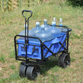 Folding Wagon Garden Shopping Beach Cart Blue Blue Metal