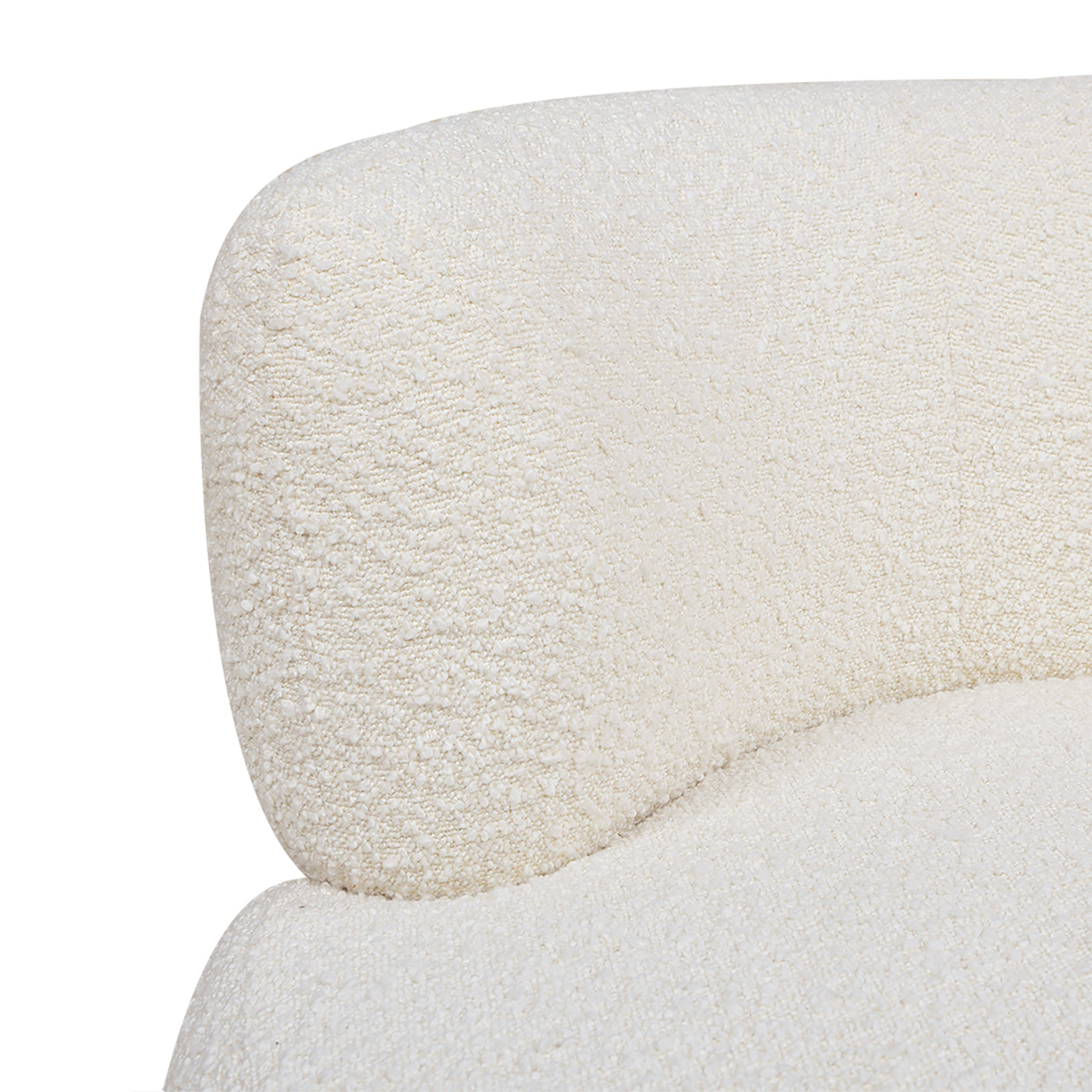Fuji 360 Swivel Low Barrel Back Accent Chair, Ivory White Boucle White Foam Boucle