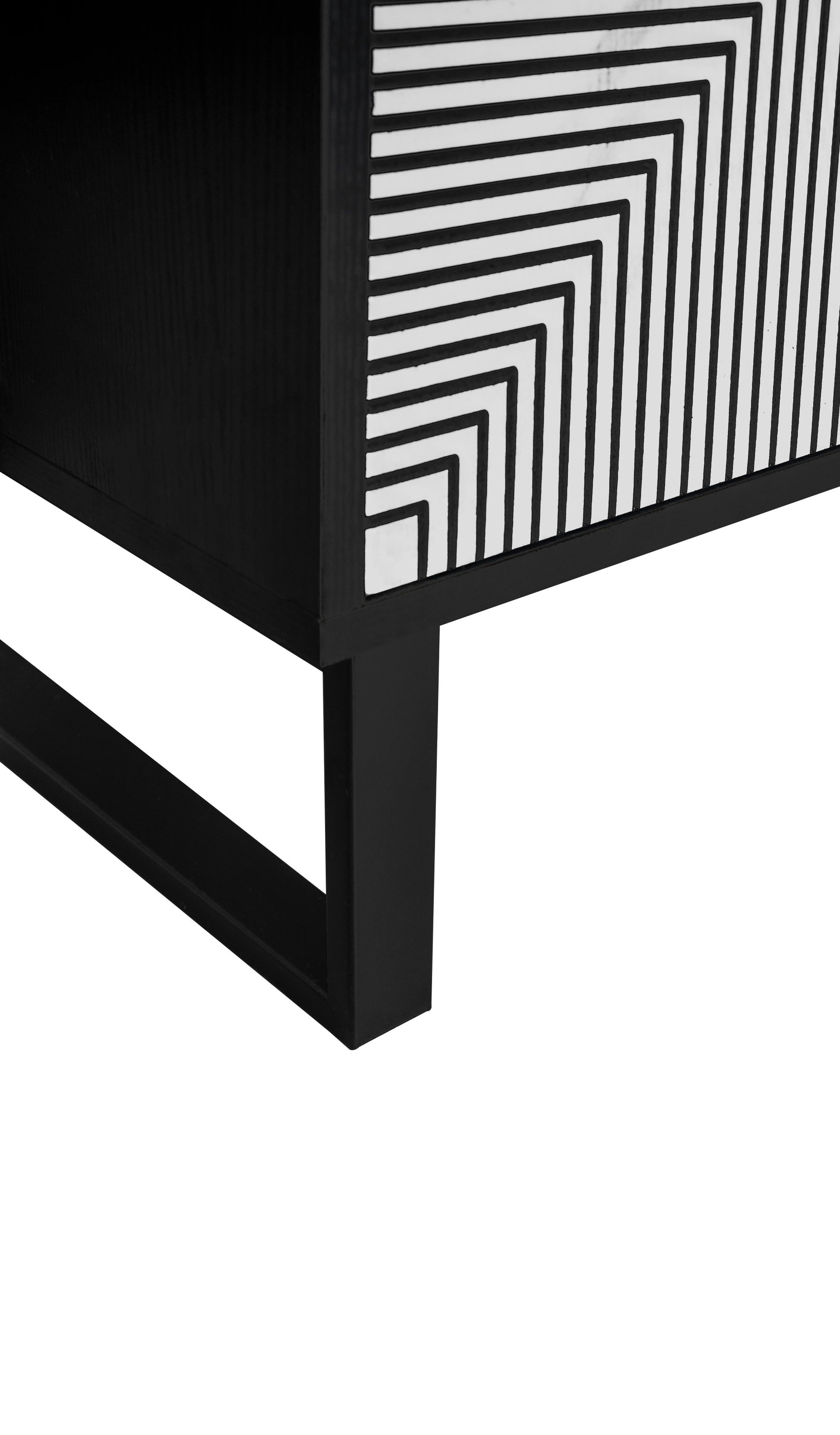 Carved 4 Door Sideboard Sideboard Buffet Cabinet With Storage Black And White Striped Sideboardmodern Coffee Bar Cabinet With Adjustable Shelf For Living Room Diningroom Kitchen Black Modern Mdf